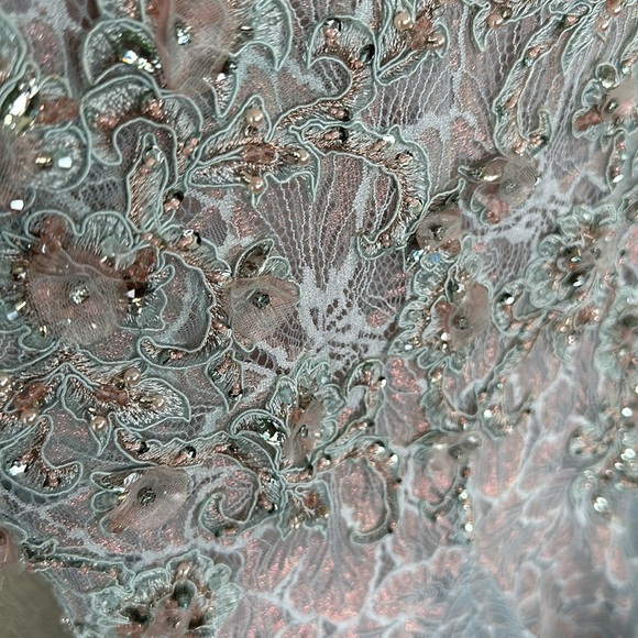 MAC DUGGAL 79264 EMBROIDERED FEATHERED ONE SHOULDER CRYSTAL BLUE GOWN 10NEW $998 - Picture 17 of 17